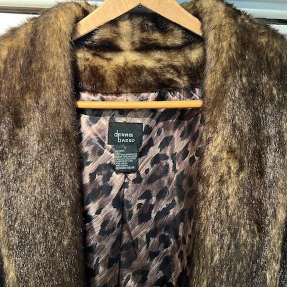 Dennis Basso Faux Fur Full Length Coat with Scarf - Picture 3 of 10